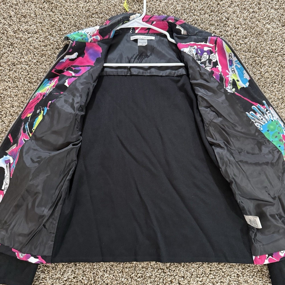 Peter Nygard Womens M Multicolor Abstract Zip Jacket Stretch Knit Sleeves Pocket - Picture 8 of 10